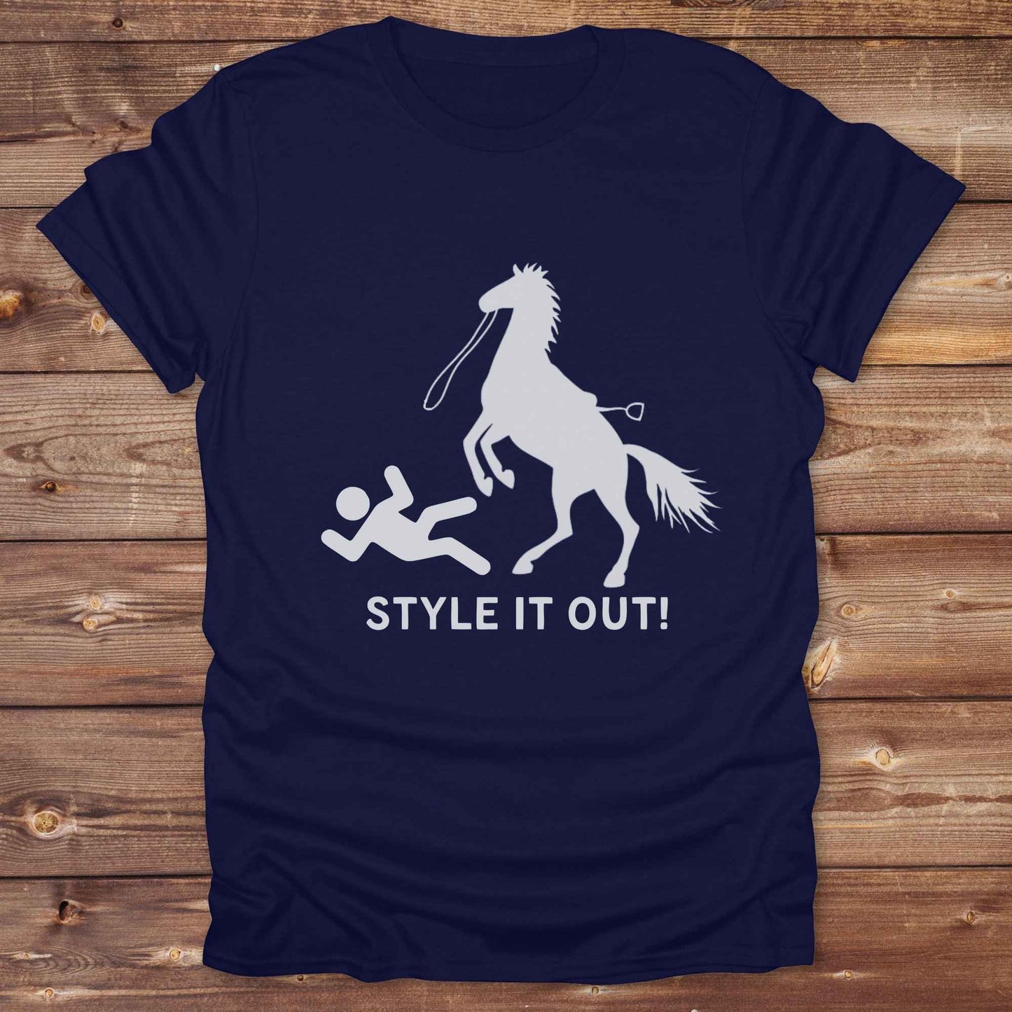 navy blue Style it Out T-Shirt Funny Tee for Horse Lovers, Western Style Cowgirl Shirt