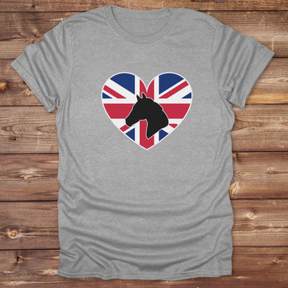 Celebrate your love for horses and the UK countryside with our Horse Love UK T-Shirt, designed for western lifestyle lovers, cowgirls, and equestrian fans alike. Featuring a bold horse silhouette and a heart-shaped Union Jack, this tee is perfect for British horse riders who enjoy rustic country charm and humor. Ideal for rodeos, barn days, birthdays, or casual wear, it blends patriotic pride with western flair. Allday comfort whether you're at the stables or out.