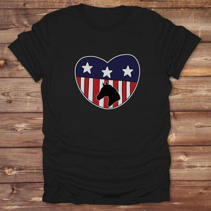 Celebrate your love for horses and the USA with our Horse Love USA T-Shirt, designed for western lifestyle lovers, cowgirls, and equestrian fans alike. Featuring a bold horse silhouette and a heart-shaped USA flag, this tee is perfect for USA horse riders who enjoy rustic country charm and humor. 