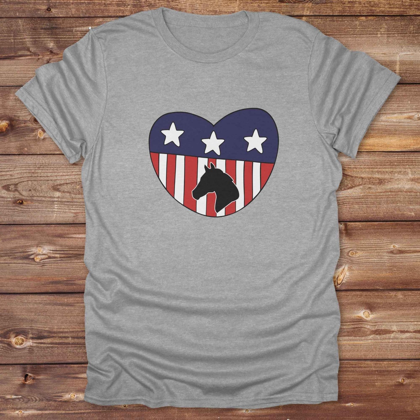 Celebrate your love for horses and the USA with our Horse Love USA T-Shirt, designed for western lifestyle lovers, cowgirls, and equestrian fans alike. Featuring a bold horse silhouette and a heart-shaped USA flag, this tee is perfect for USA horse riders who enjoy rustic country charm and humor. 