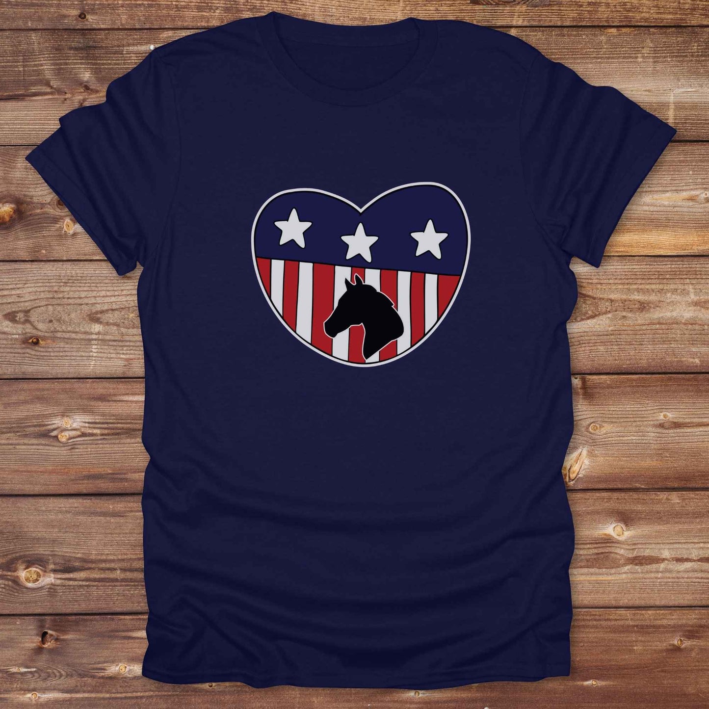 Celebrate your love for horses and the USA with our Horse Love USA T-Shirt, designed for western lifestyle lovers, cowgirls, and equestrian fans alike. Featuring a bold horse silhouette and a heart-shaped USA flag, this tee is perfect for USA horse riders who enjoy rustic country charm and humor. 