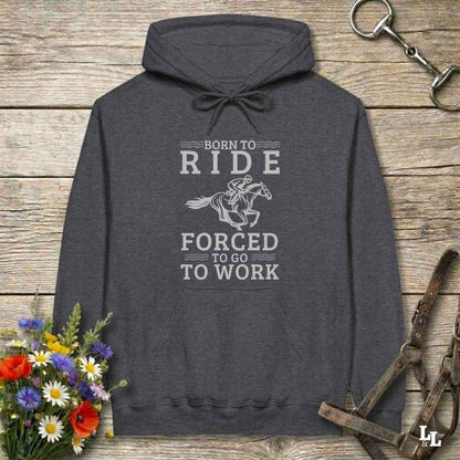 gray born to Ride Hoodie for Horse Lovers, Equestrian Apparel, Barn Wear
