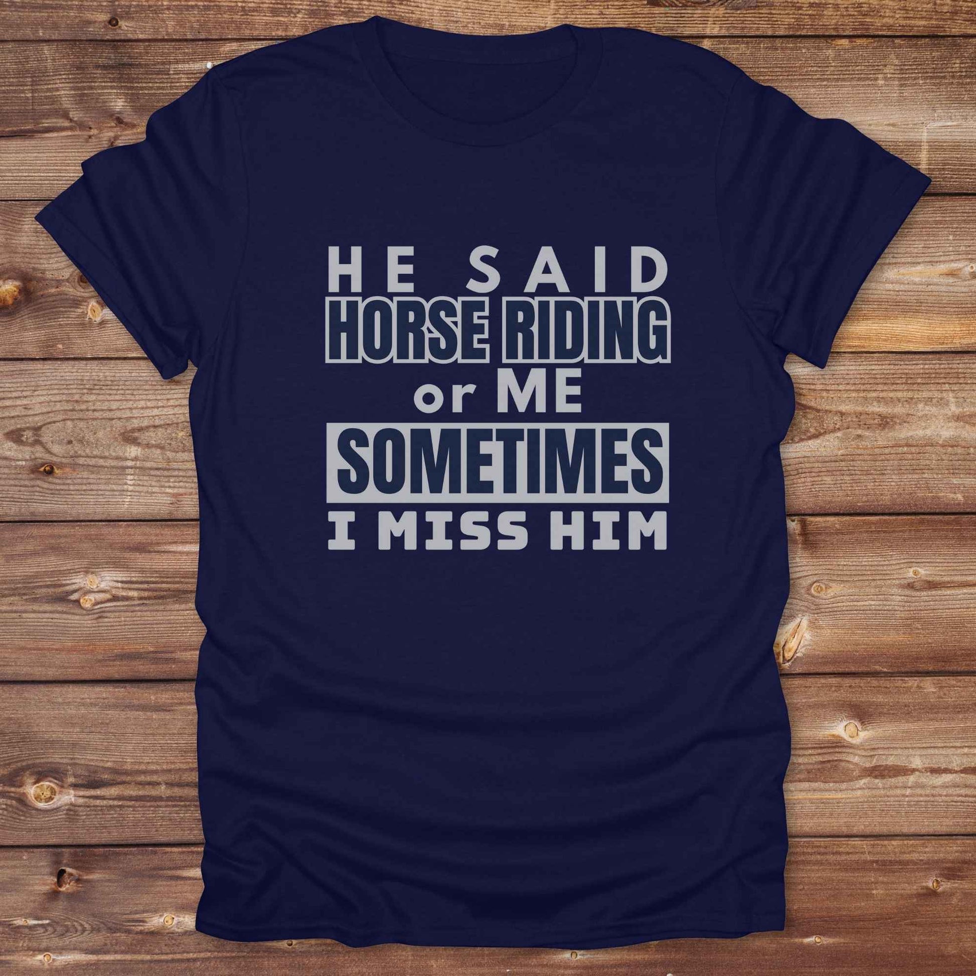 This “Sometimes I Miss Him” western t-shirt is perfect for cowgirls, horse lovers, and bold riders with a sense of humor. Featuring a clean, rustic typography style, it captures the hilarious truth of choosing horses over heartbreak. Whether you’re looking for a sarcastic breakup tee, a rodeo ready gift, or a country girl statement piece, this one delivers. Designed for comfort, laughs, and barnyard pride, it's ideal for birthdays, rodeo weekends, or every day on the ranch. 