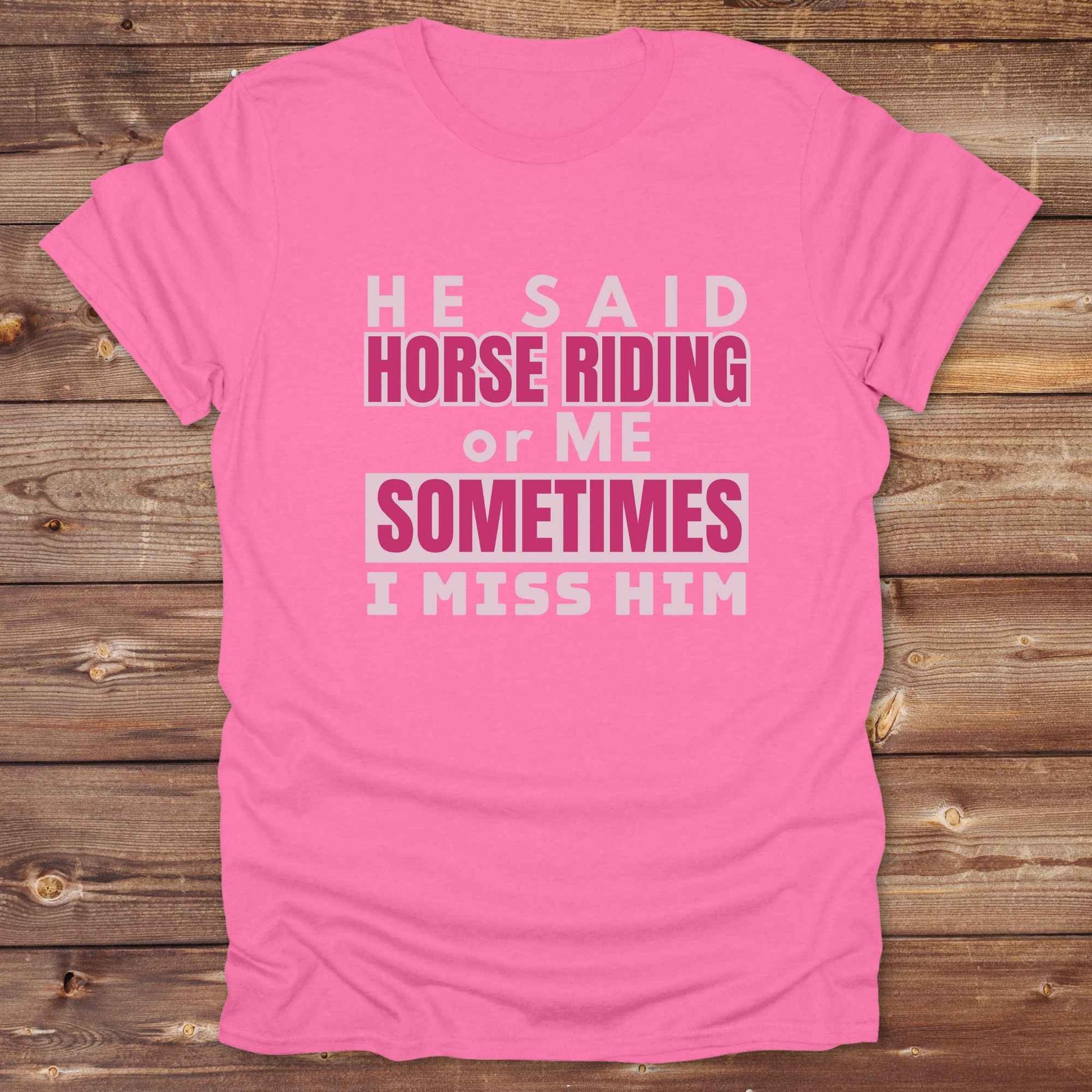 This “Sometimes I Miss Him” western t-shirt is perfect for cowgirls, horse lovers, and bold riders with a sense of humor. Featuring a clean, rustic typography style, it captures the hilarious truth of choosing horses over heartbreak. Whether you’re looking for a sarcastic breakup tee, a rodeo ready gift, or a country girl statement piece, this one delivers. Designed for comfort, laughs, and barnyard pride, it's ideal for birthdays, rodeo weekends, or every day on the ranch. 