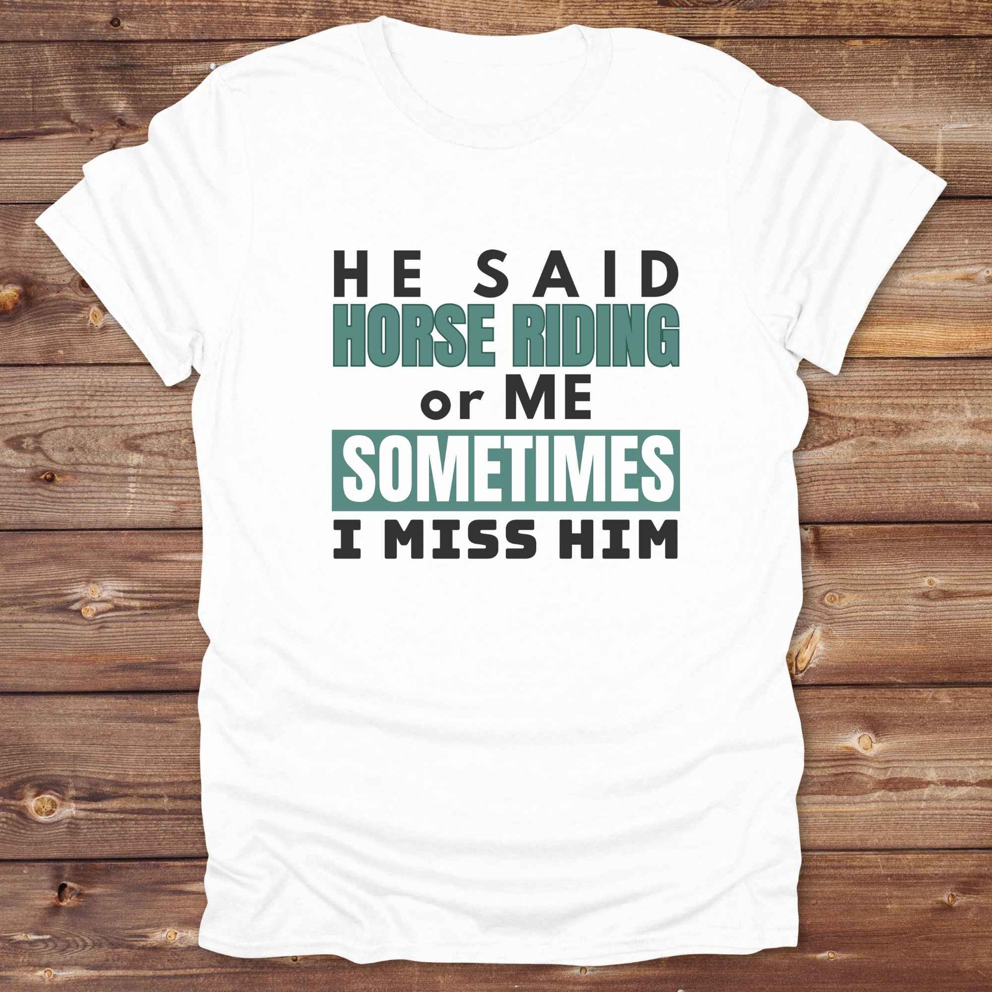 This “Sometimes I Miss Him” western t-shirt is perfect for cowgirls, horse lovers, and bold riders with a sense of humor. Featuring a clean, rustic typography style, it captures the hilarious truth of choosing horses over heartbreak. Whether you’re looking for a sarcastic breakup tee, a rodeo ready gift, or a country girl statement piece, this one delivers. Designed for comfort, laughs, and barnyard pride, it's ideal for birthdays, rodeo weekends, or every day on the ranch. 