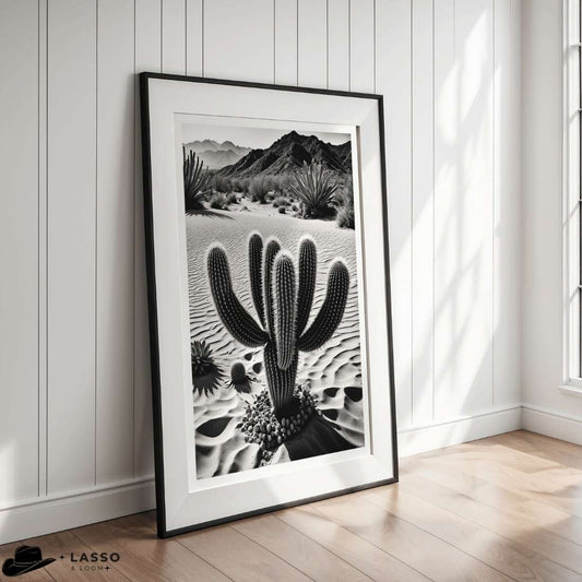 Cactus in Western Landscape Print