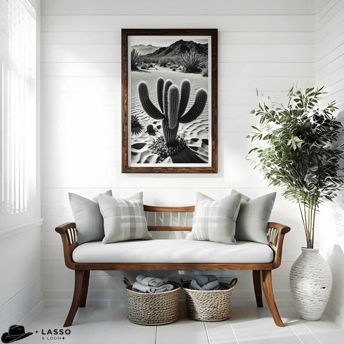 Cactus in Western Landscape Print