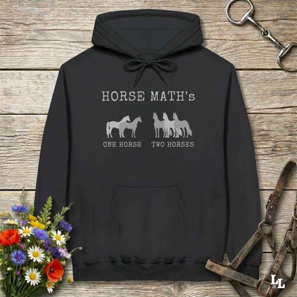 black Horse Maths Hoodie for Horse Lovers, Barn Wear Riding Apparel, Trail Riding Hoodie