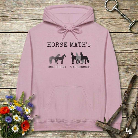 pink Horse Maths Hoodie for Horse Lovers, Barn Wear Riding Apparel, Trail Riding Hoodie