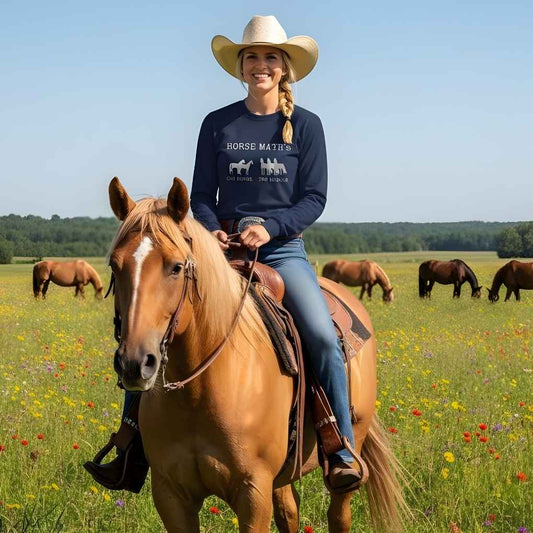 Horse Maths Long Sleeve Tee for Horse Lovers, Riding Wear Barn Sweatshirt