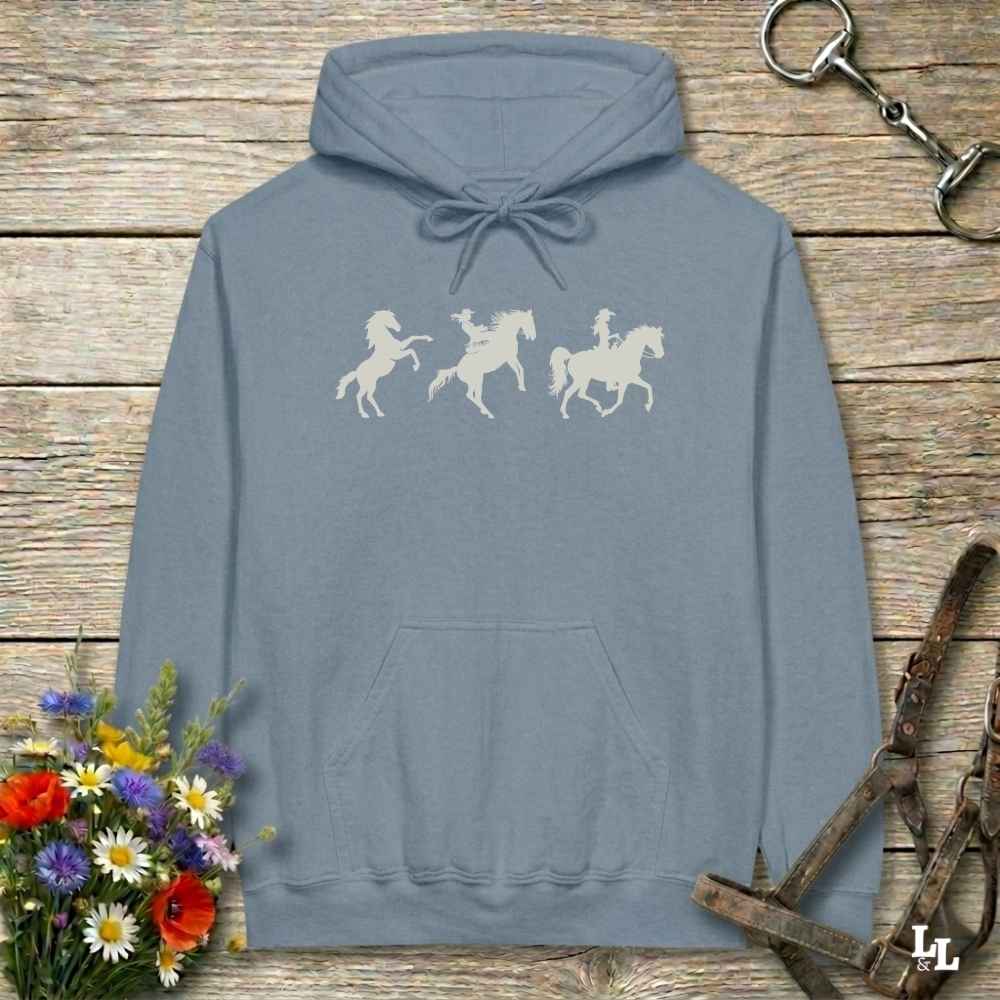 blue  Evolution of a Cowgirl Hoodie for Horse Lover, Western Style Hoodie, Cowgirl Sweatshirt