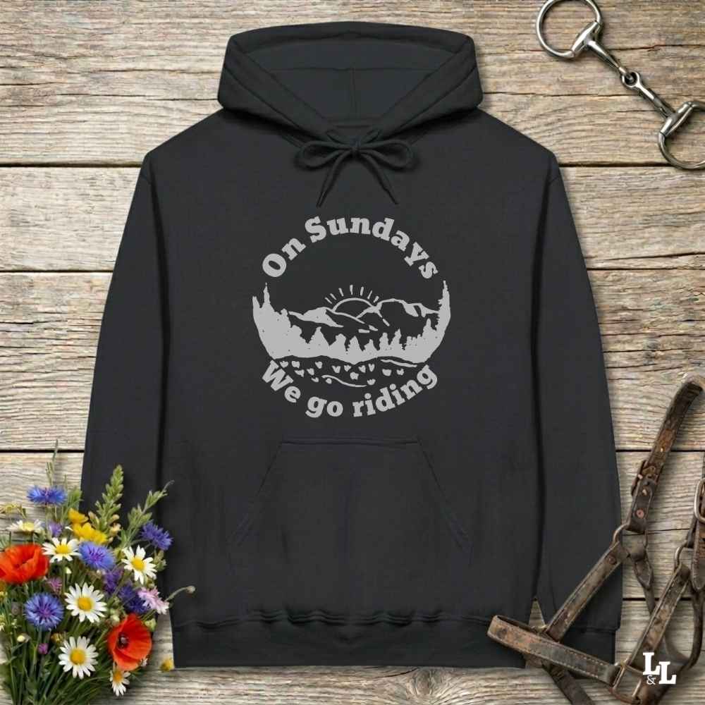 black Sunday Riding Hoodie for Horse Lovers, Trail Riding Apparel, Cowgirl Sweatshirt