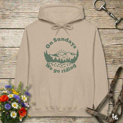 beige Sunday Riding Hoodie for Horse Lovers, Trail Riding Apparel, Cowgirl Sweatshirt