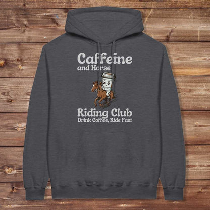 Gray Coffee Riding Club Hoodie for Horse Lovers, Trail back Riding Apparel