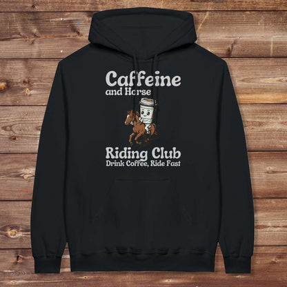Black Coffee Riding Club Hoodie for Horse Lovers, Trail back Riding Apparel