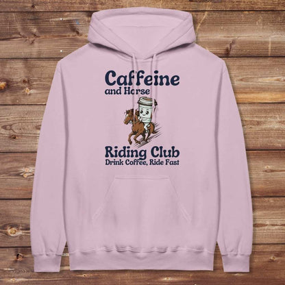 Pink Coffee Riding Club Hoodie for Horse Lovers, Trail back Riding Apparel