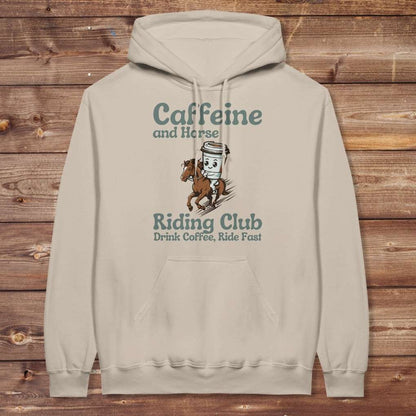 Beige Coffee Riding Club Hoodie for Horse Lovers, Trail back Riding Apparel