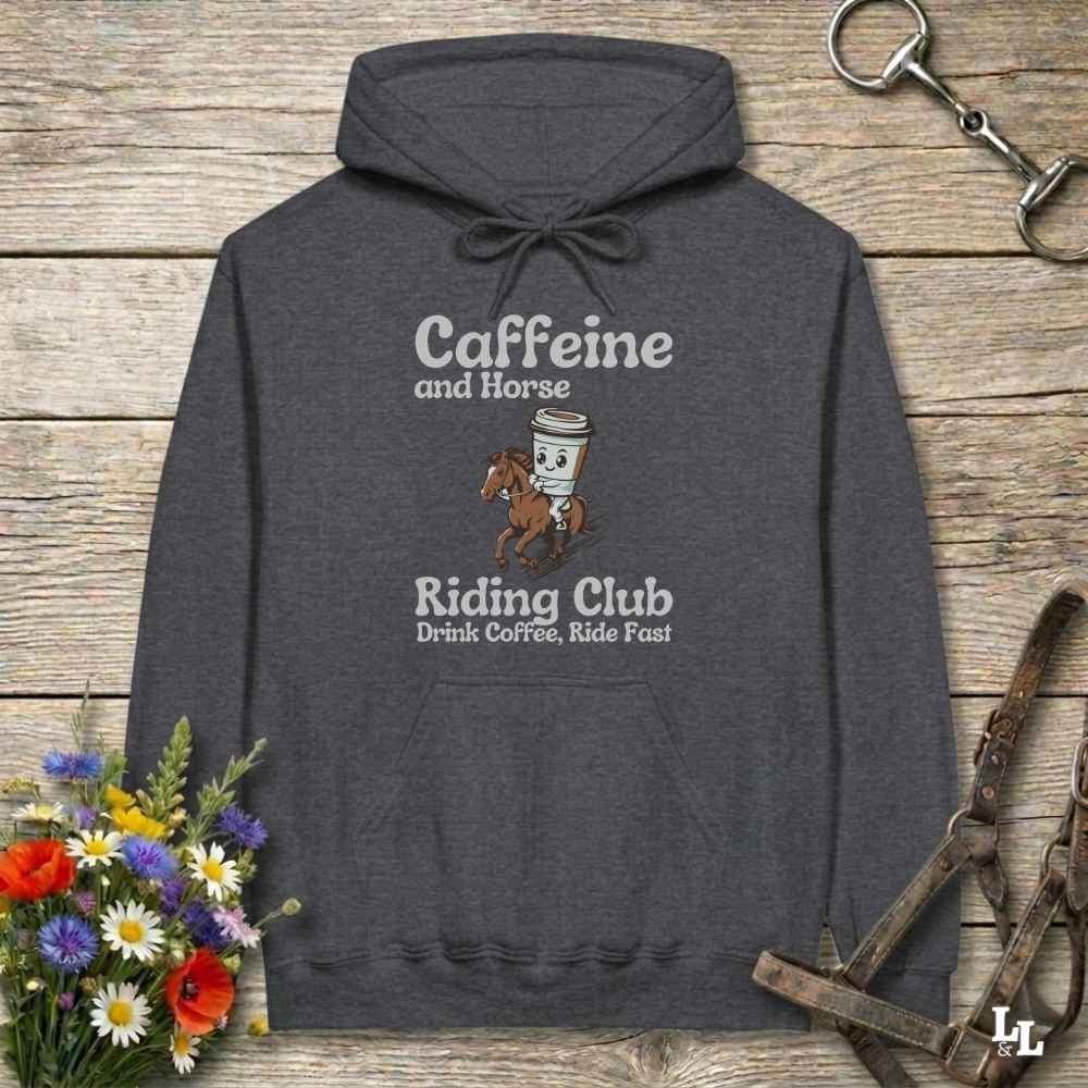gray Coffee Riding Club Hoodie for Horse Lovers, Trail back Riding Apparel