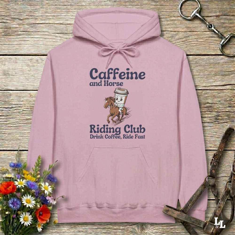 pink Coffee Riding Club Hoodie for Horse Lovers, Trail back Riding Apparel