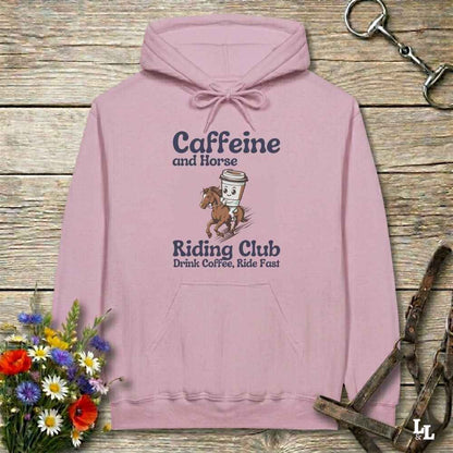 pink Coffee Riding Club Hoodie for Horse Lovers, Trail back Riding Apparel