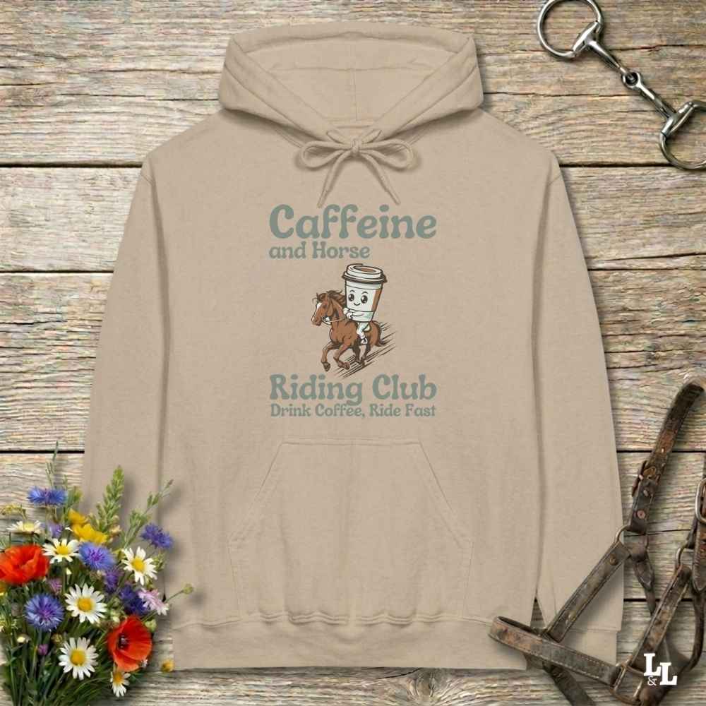 beige Coffee Riding Club Hoodie for Horse Lovers, Trail back Riding Apparel