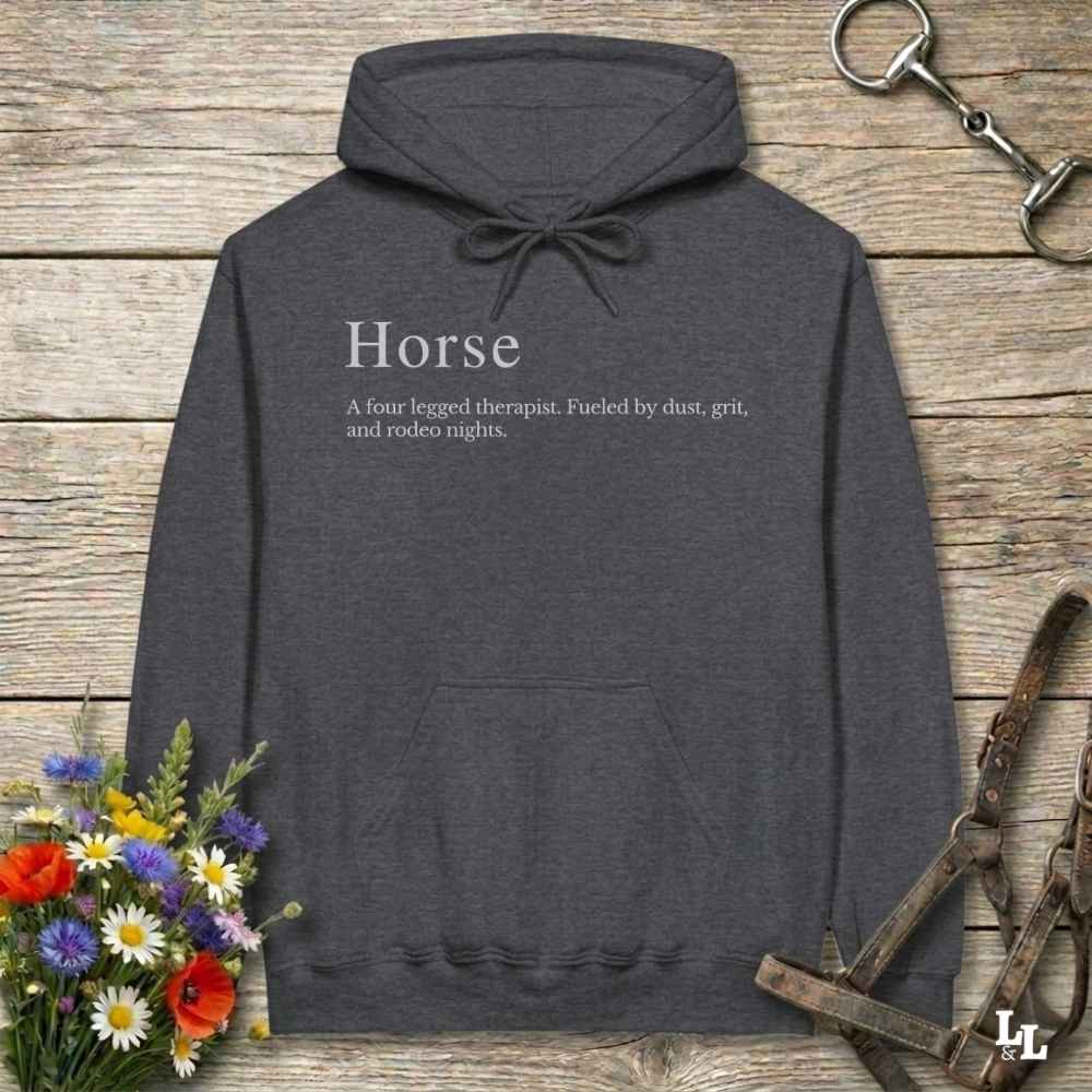gray Horse Definition Hoodie for Horse Lovers, Barn Wear, Equestrian Riding Apparel