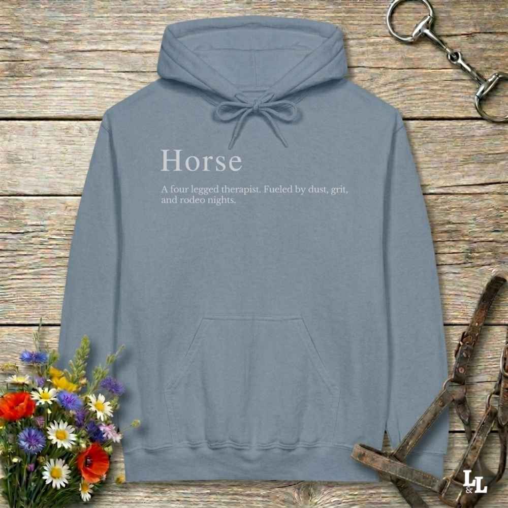 gray Horse Definition Hoodie for Horse Lovers, Barn Wear, Equestrian Riding Apparel