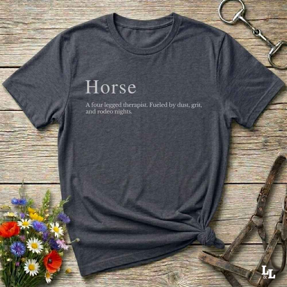 gray  t-shirt. Definition of a horse cowboy tshirt. Funny t-shirts, horse lover tee.