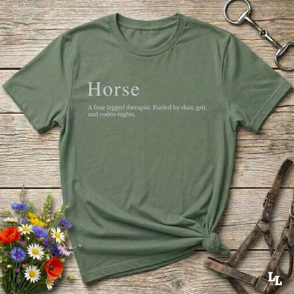 green  t-shirt. Definition of a horse cowboy tshirt. Funny t-shirts, horse lover tee.