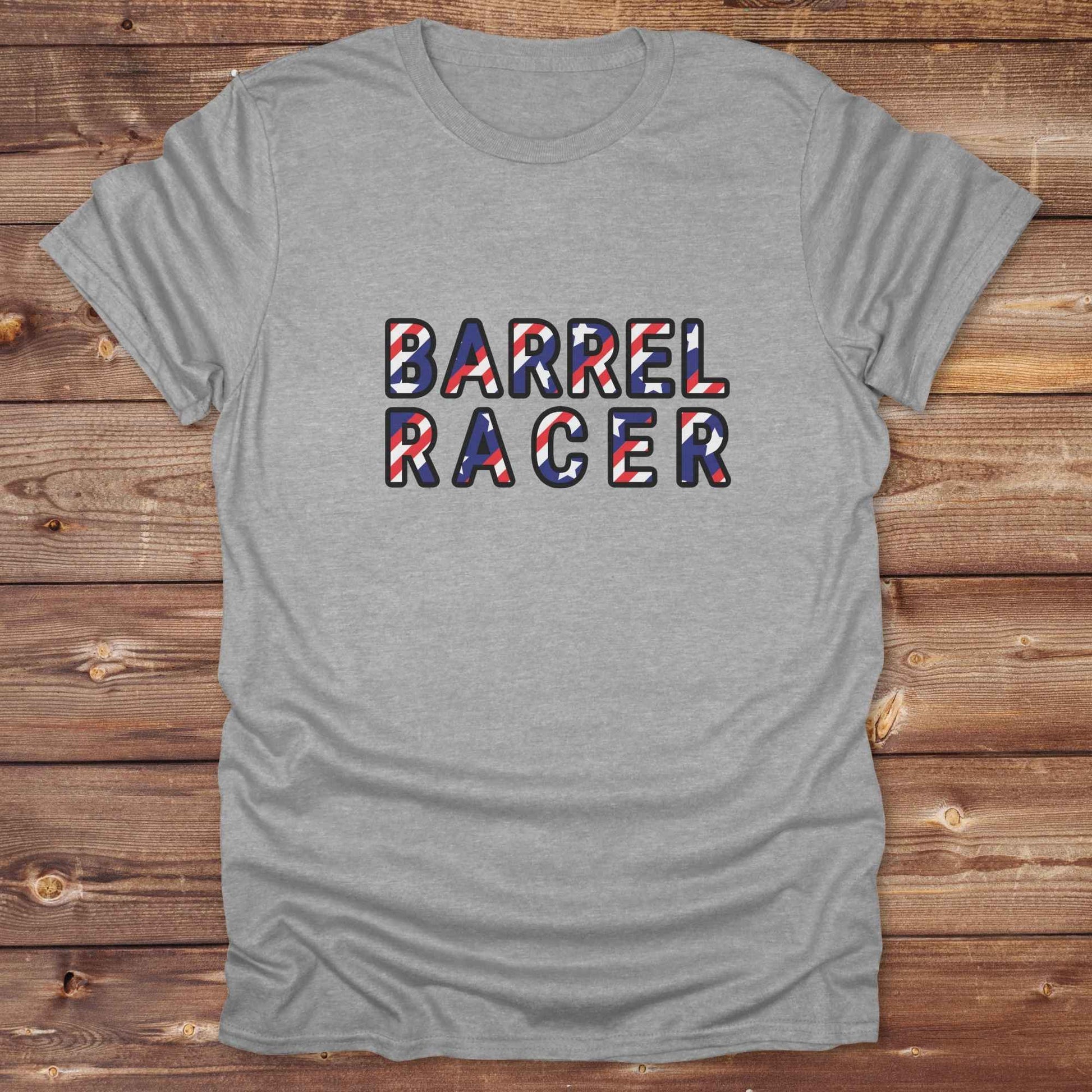 sports grey Barrel Racer T-Shirt, Cowboy Graphic Tee, Western Tees, Horse Lover T-Shirt