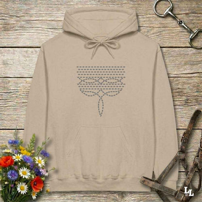 beige  Boot Stitch Hoodie for Horse Lovers, Barn Wear Equestrian Sweatshirt