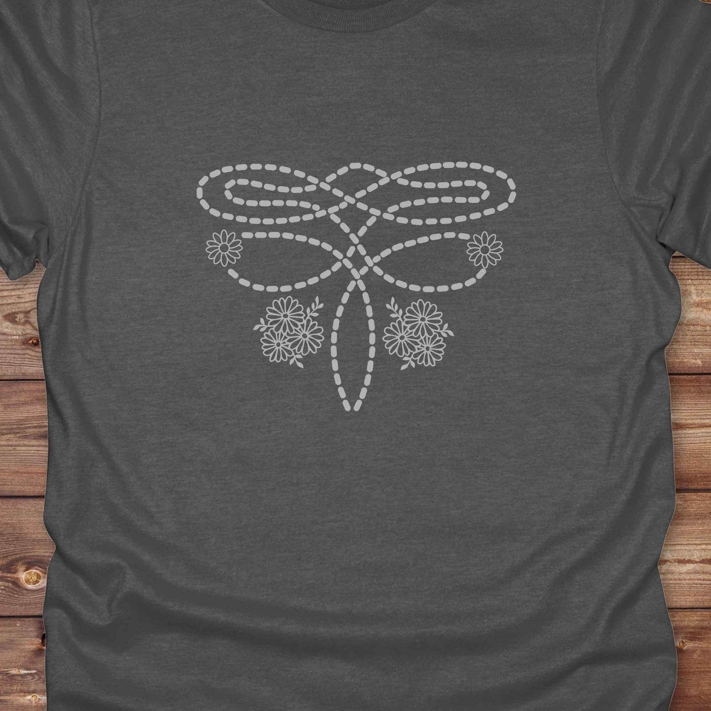 dark grey Boot Stitch Flower T-Shirt, Cowgirl Shirt, Western Tees, equine t-shirts
