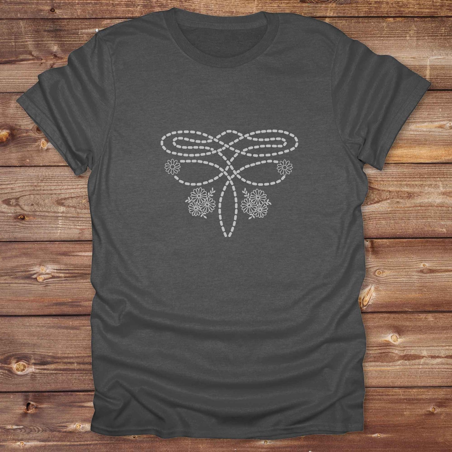 graphite heather grey Boot Stitch Flower T-Shirt, Cowgirl Shirt, Western Tees, equine t-shirts