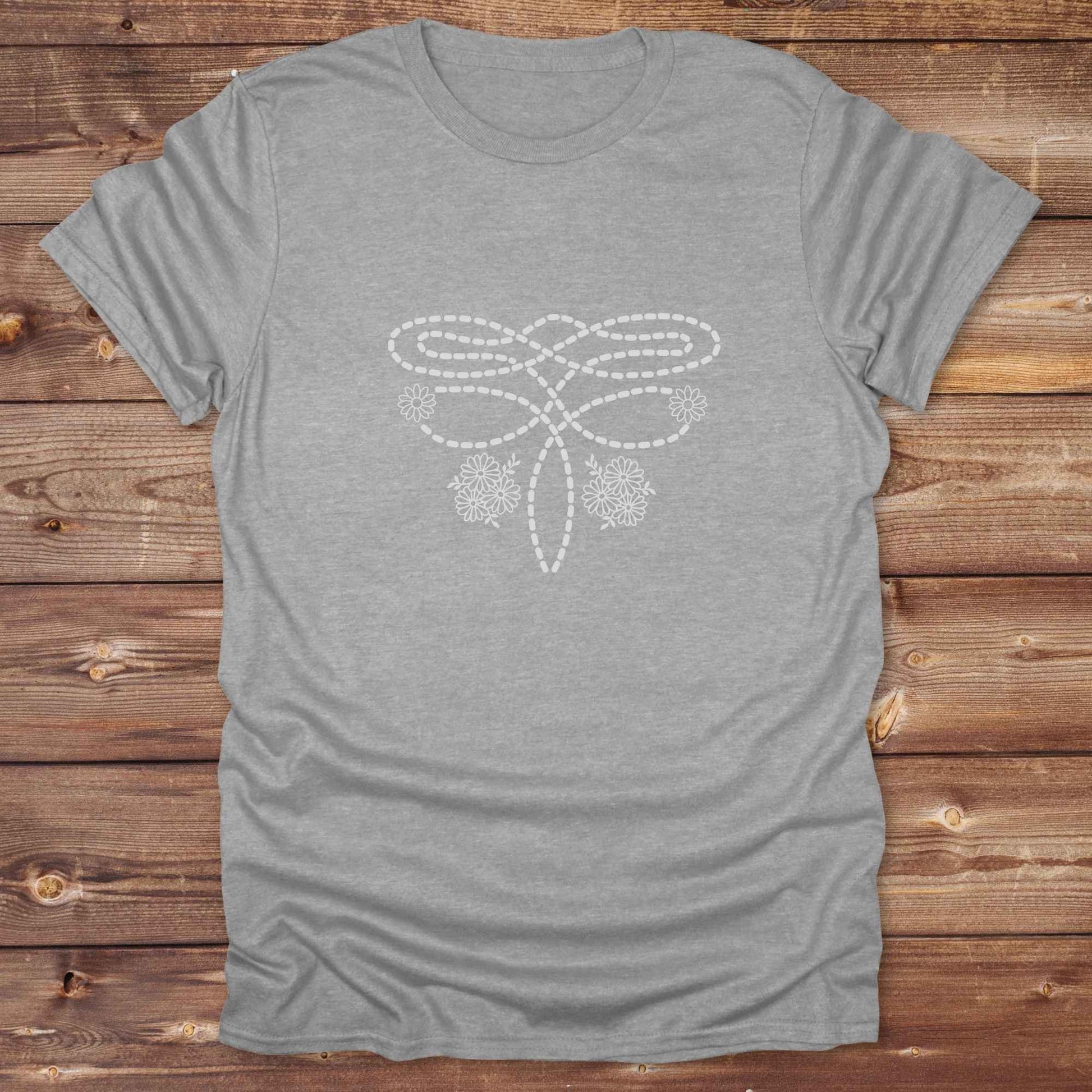 sports grey Boot Stitch Flower T-Shirt, Cowgirl Shirt, Western Tees, equine t-shirts
