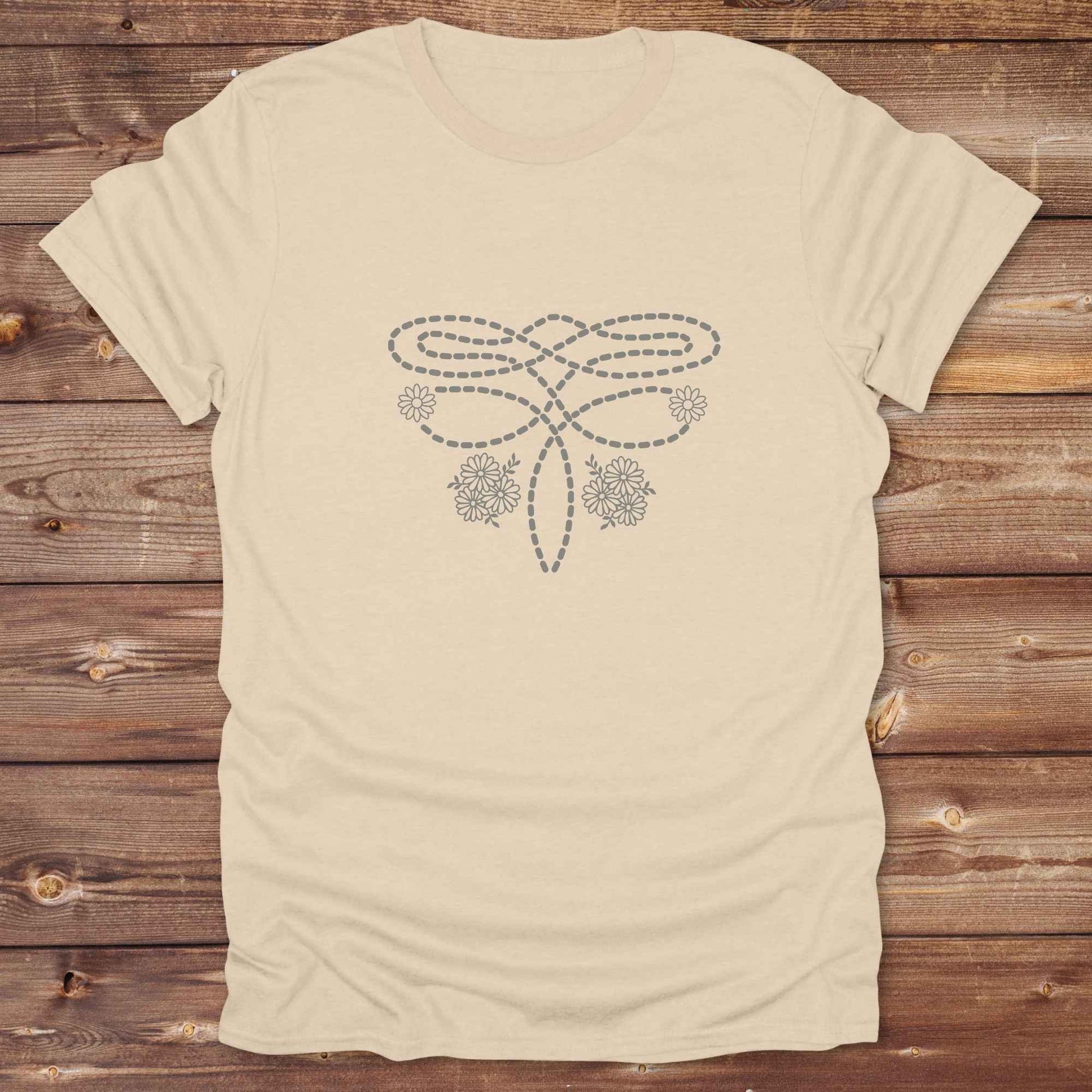 sand beige Boot Stitch Flower T-Shirt, Cowgirl Shirt, Western Tees, equine t-shirts