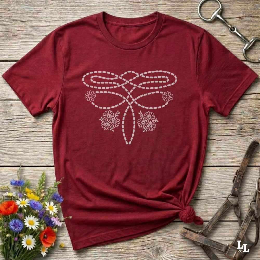 red Boot Stitch Flower T-Shirt, Cowgirl Shirt, Western Tees, equine t-shirts