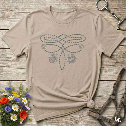 beige Boot Stitch Flower T-Shirt, Cowgirl Shirt, Western Tees, equine t-shirts