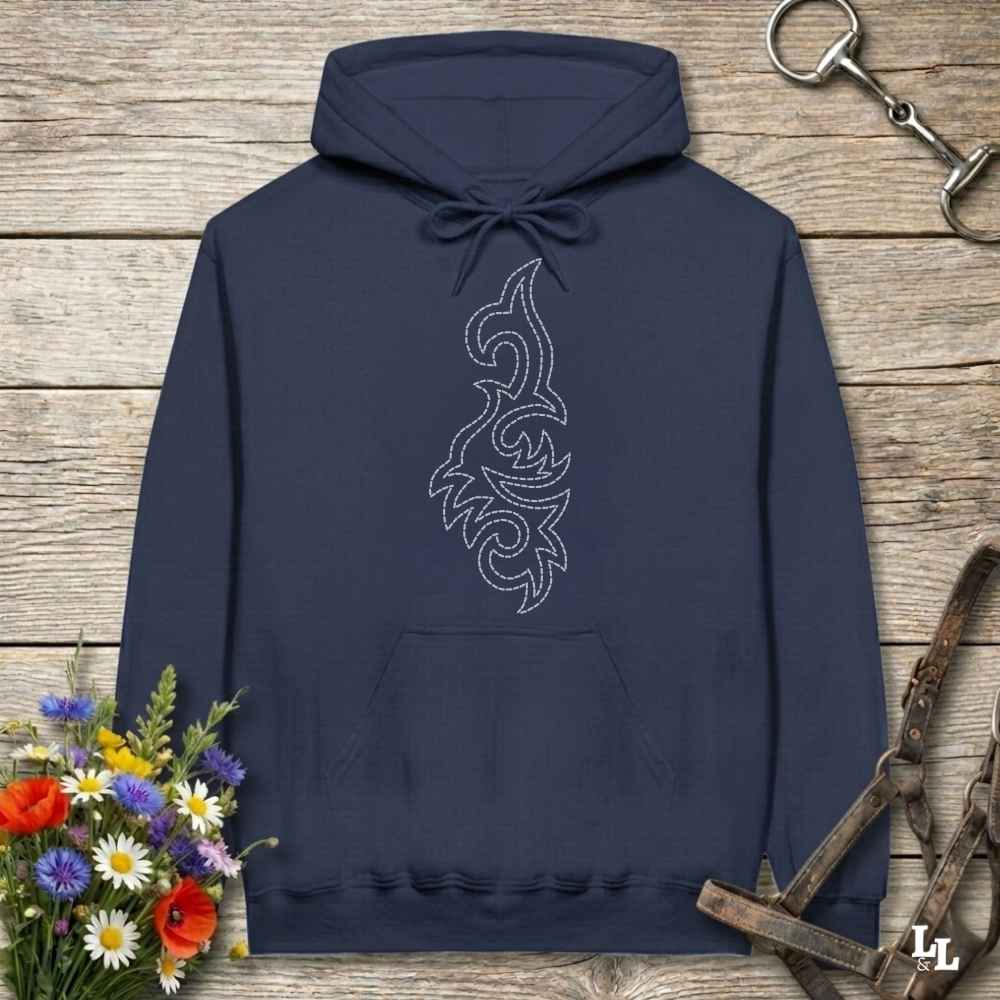 navy blue Boot Stitch Seahorse Hoodie for Horse Lovers, Barn wear Equestrian Hoodie