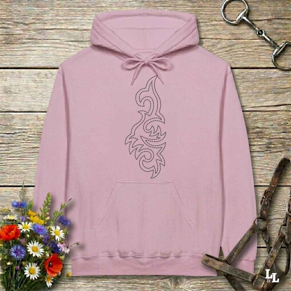 pink Boot Stitch Seahorse Hoodie for Horse Lovers, Barn wear Equestrian Hoodie
