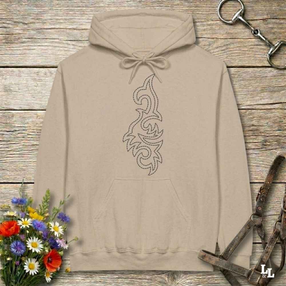 beige Boot Stitch Seahorse Hoodie for Horse Lovers, Barn wear Equestrian Hoodie
