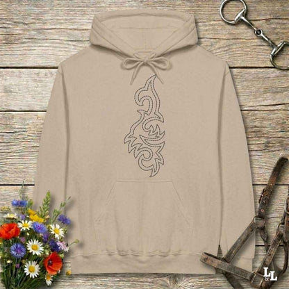 beige Boot Stitch Seahorse Hoodie for Horse Lovers, Barn wear Equestrian Hoodie