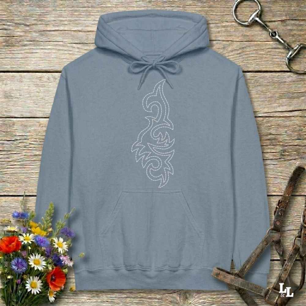 blue Boot Stitch Seahorse Hoodie for Horse Lovers, Barn wear Equestrian Hoodie