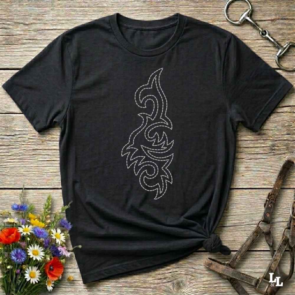 black Boot Stitch Seahorse T-Shirt, Horse T-Shirts, Equine T-Shirts, Western Tees, Cowgirl Graphic Tee