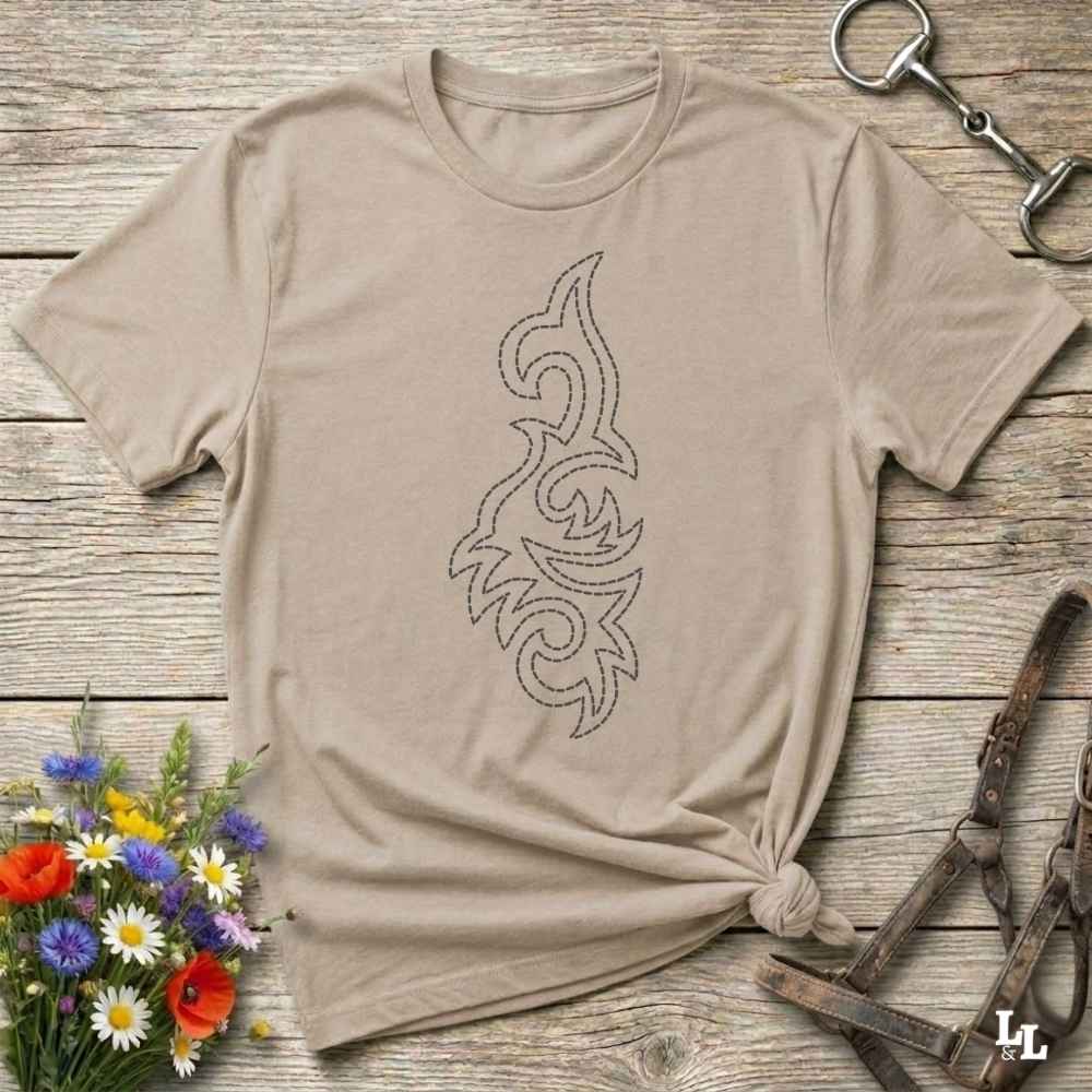 beige Boot Stitch Seahorse T-Shirt, Horse T-Shirts, Equine T-Shirts, Western Tees, Cowgirl Graphic Tee