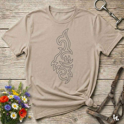 beige Boot Stitch Seahorse T-Shirt, Horse T-Shirts, Equine T-Shirts, Western Tees, Cowgirl Graphic Tee