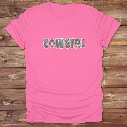 azalea pink Cowgirl Aztec T-Shirt, Cowgirl Shirt, Western Tee, Equine T-Shirts, Cowgirl Graphic Tee
