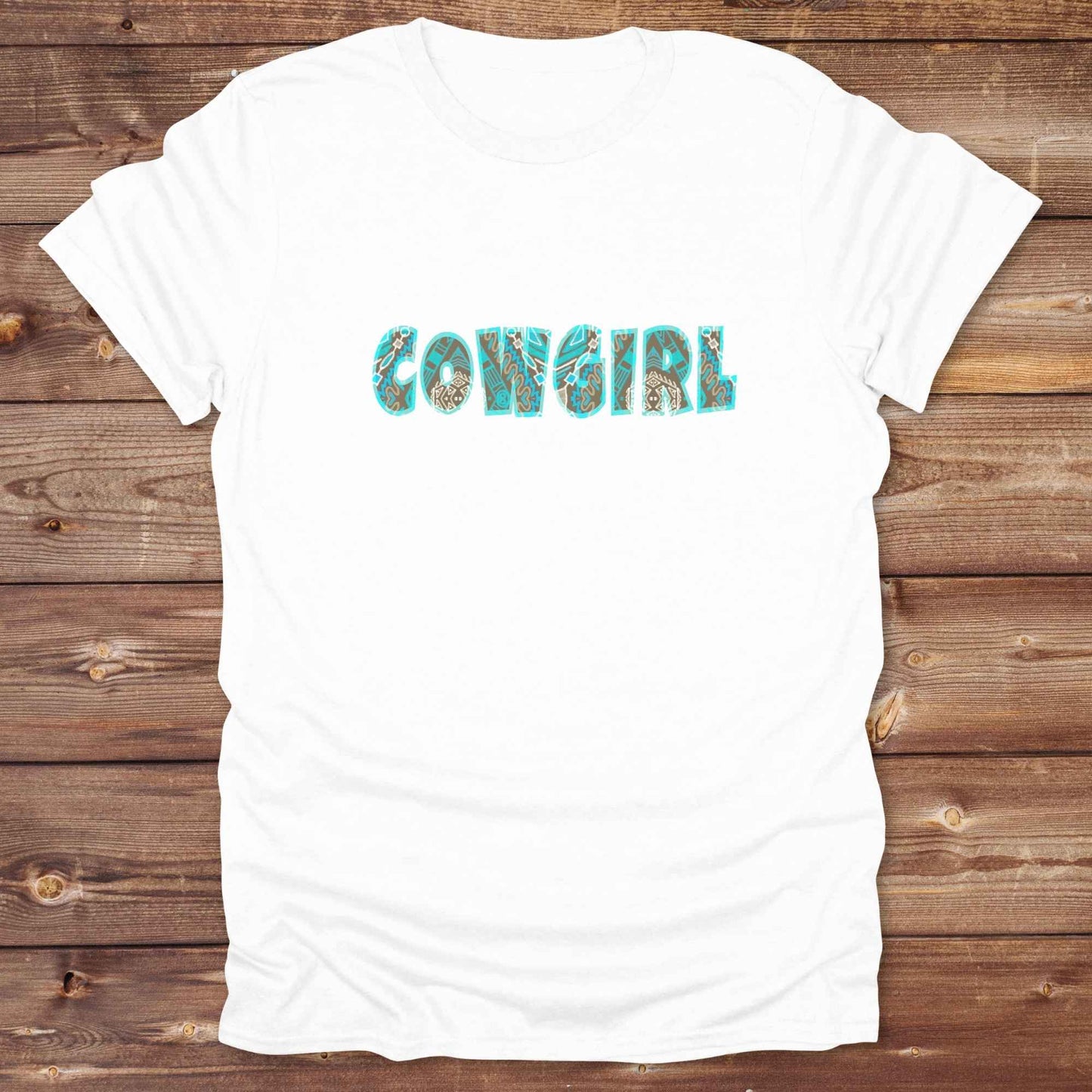 white Cowgirl Aztec T-Shirt, Cowgirl Shirt, Western Tee, Equine T-Shirts, Cowgirl Graphic Tee