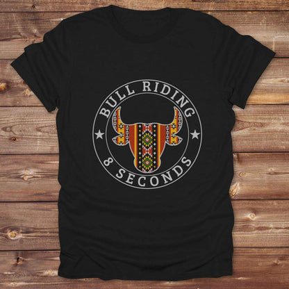 black Bull Riding 8 Seconds T-Shirt, Cowboy Graphic Tee, Western Tees, Horse T-Shirts