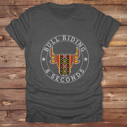 graphite heather grey Bull Riding 8 Seconds T-Shirt, Cowboy Graphic Tee, Western Tees, Horse T-Shirts