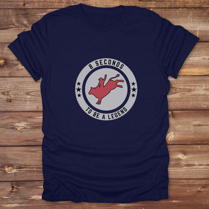 navy blue Bull Rider 8 Seconds to be a Legend T-Shirt, Western Tees, Cowboy Graphic Tee, Equine T-Shirts